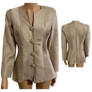 Vintage 80’s Katherine Lawrence By Mathew’s Size 6 Metallic Buttoned Blazer